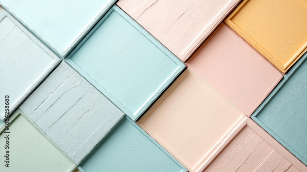 Aufkleber pastel color blocks arranged in geometric pattern create soothing visual effect