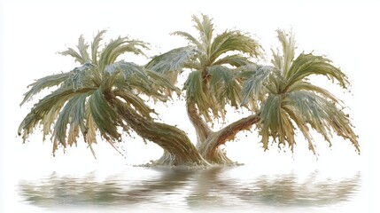 Obraz premium Palm tree group in water isolated on a white background
