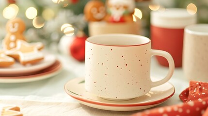 Fototapeta premium Cozy christmas morning with hot cocoa and festive treats