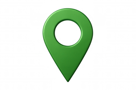 Location pin marking exact gps coordinates, transparent background highlighting mapping interface design element