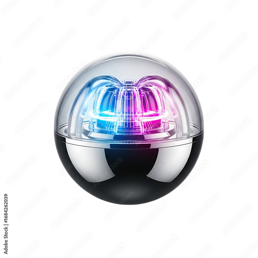 Aufkleber futuristic glowing sphere with swirling colorful light energy inside creating abstract nebula effect