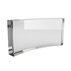 Modern, minimalist 3D glass plate, perfect for mockups, branding and personal or professional projects, isolated on a solid white background.