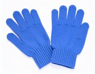 knitted gloves. gloves isolated on white background. gloves a top view.blue gloves .