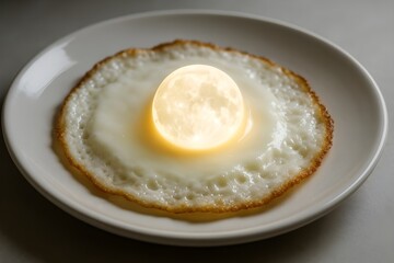 Surreal Fried Egg with Moon as Yolk Concept Photography