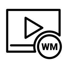 Video Watermark Line Icon of Digital Watermarking Icon Set