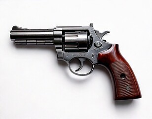Pistol revolver isolated on white background. Vintage pistol revolver. Pistol revolve