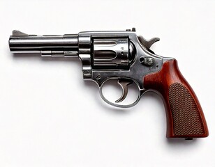Pistol revolver isolated on white background. Vintage pistol revolver. Pistol revolve