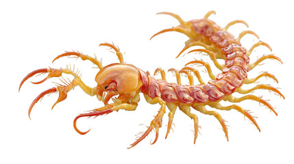 Obraz premium Centipede shows long segmented body isolated on white