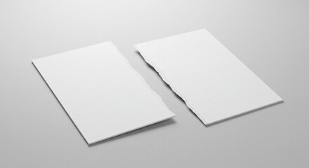 Split Torn White Paper on Gray Surface