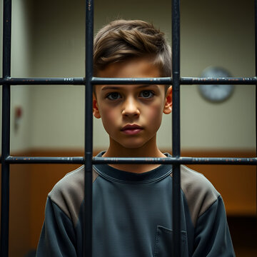 High Resolution Picture of Young Boy in Juvenile Detention Court System for Youth Crimes