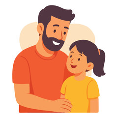 Fototapeta premium Illustration of Happy Father Lifting His Son and Daughter in Celebration of Father's Day