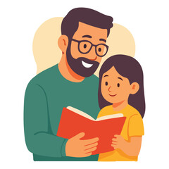 Illustration of Happy Father Lifting His Son and Daughter in Celebration of Father's Day