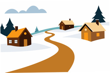 winter landscape with houses