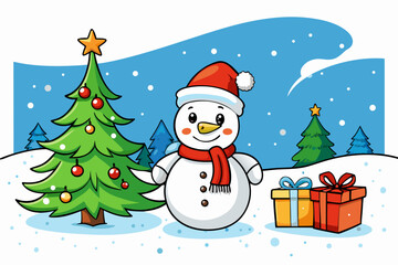 snowman with gift