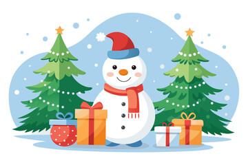 snowman with gifts