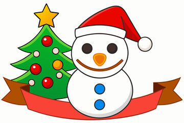 snowman with christmas tree