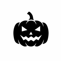 Spooky Halloween Pumpkin Jack O Lantern Silhouette Black and White Isolated