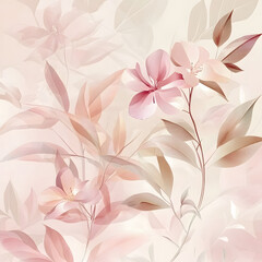 Delicate watercolor floral pattern with soft pink and beige tones