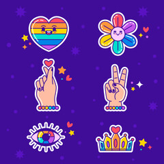 Flat elements collection for pride month celebration
