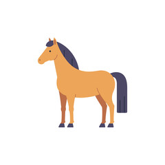 Minimal flat vector illustration of a horse standing, side view, clean simple style, isolated degisn for farm, equestrian, or animal design themes