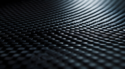 Closeup of a dark, textured carbon fiber weave pattern
