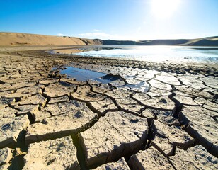 Dry Desert Lakebed Landscape