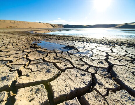 Dry Desert Lakebed Landscape