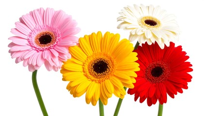 Four colorful gerbera daisies