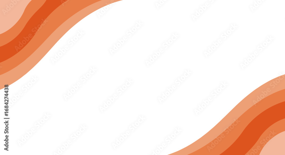 Poster abstract flat vector background with wavy orange shapes and negative space