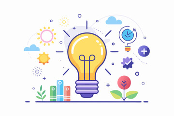 Bright business idea concept shines with growth, productivity, and innovative solutions for success