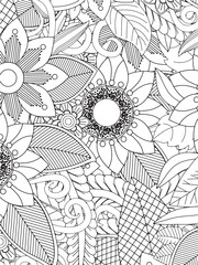 Doodle botanical vector coloring pages for adults and kids and kdp 