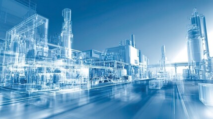 Industrial Plant Blueprint, Engineering Design, Factory Model