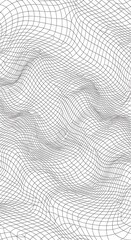 Monochrome wavy grid pattern in optical illusion style background