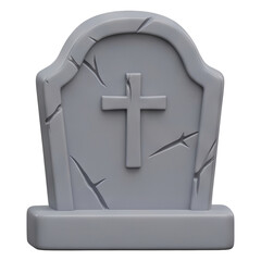 Obraz premium A weathered gray gravestone featuring a cross and cracks, symbolizing remembrance and mortality.