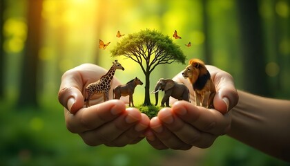 Hands carefully hold a small animal in the grass, illustrating the importance of conserving wildlife and protecting endangered species