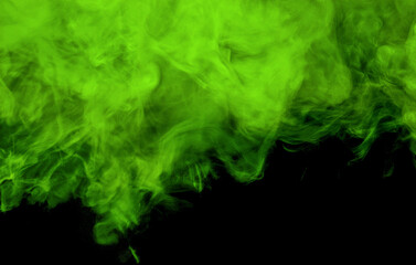 Abstract green smoke on black background
