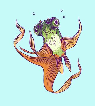 Goldfish floating in water