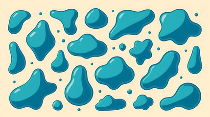Amoeba, irregular blob shape illustration set