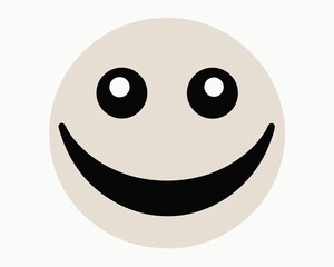 Simple Smiley Face Icon with Black Features on a Beige Background Illustration