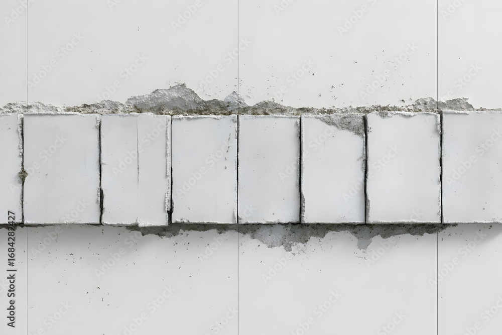 Poster an abstract view of a cracked wall segment, showcasing the interplay between texture and material in