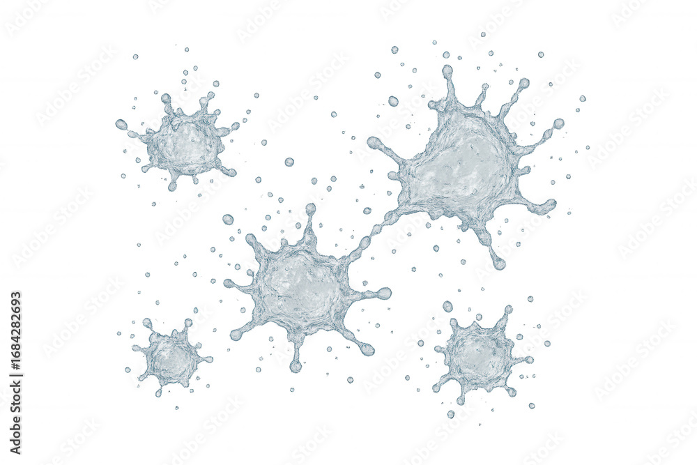 Aufkleber realistic water splashes creating a dynamic and refreshing effect on a transparent background, perfe