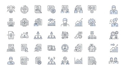 Collection of Business and Management Icons for Presentations