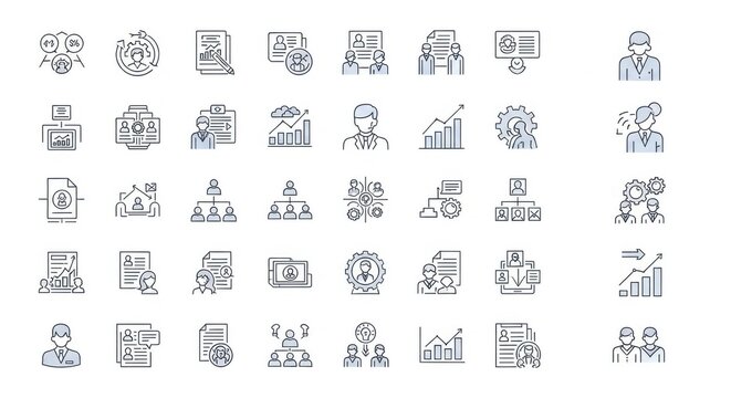 Collection of Business and Management Icons for Presentations