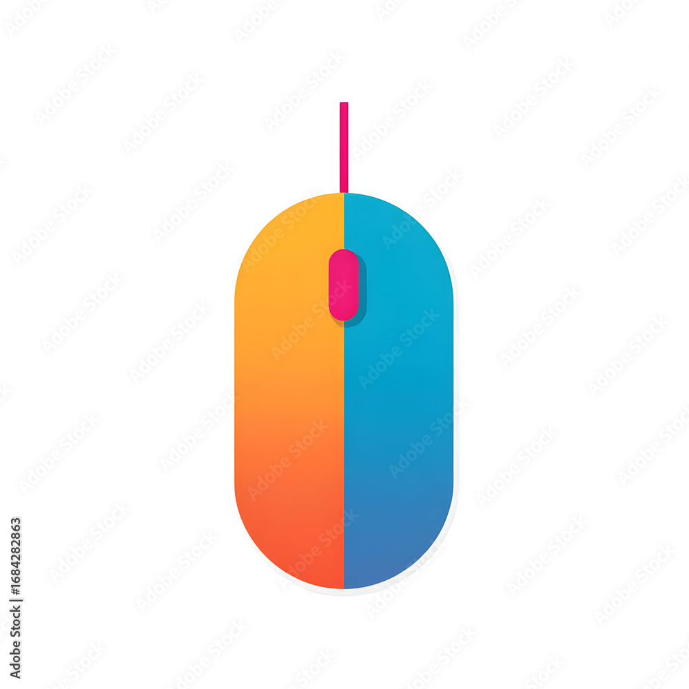 Poster a vibrant computer mouse design showcasing a modern aesthetic with bright colors, perfect for tech-r