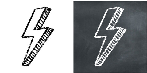  chalk hand drawn lightning vector for power, energy, and weather. The simple, rustic style makes it perfect for creative projects, educational materials, or presentations