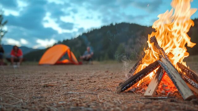 Campfire storytelling at night, lore of resilience shared


