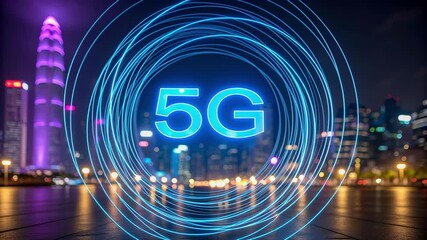 5g network technology neon city night skyline glow cybersecurity in autonomous vehicles pulses through urban night with speed connectivity - Powered by Adobe