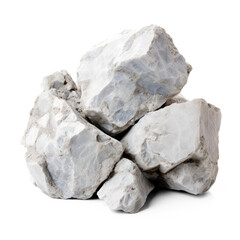 Obraz premium A pile of white, rough, irregularly shaped rocks on a transparent background