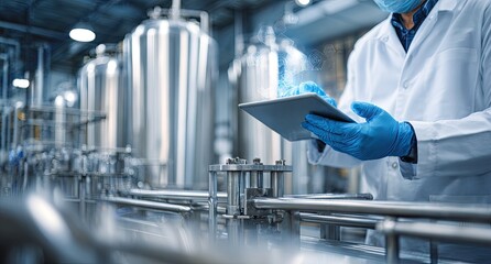 Factory Worker Using Digital Tablet for Quality Control.