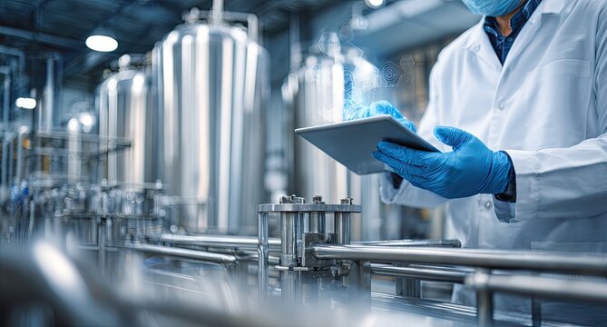 Factory Worker Using Digital Tablet for Quality Control. - Powered by Adobe